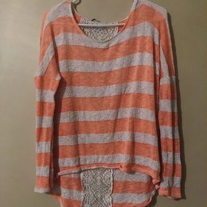 Peach and white striped sweater